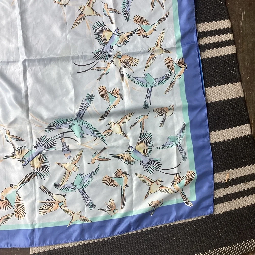 Chico's Bird-Print Scarf in Light Blue one size